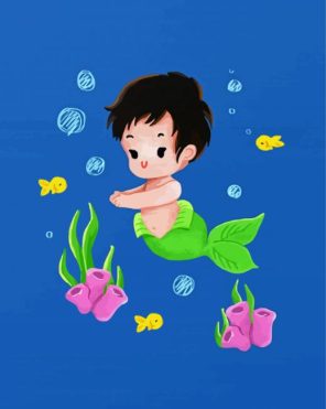 Cute Baby Mermaid Paint By Numbers