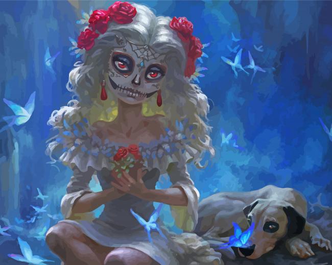 Fantasy Sugar Skull Girl Paint By Numbers