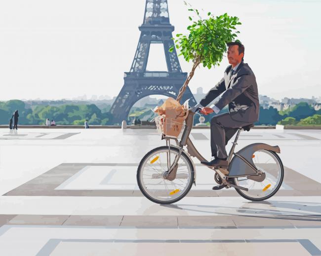 Man Biking In France Paint By Numbers