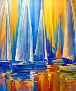 Ocean White Sailboats Art Paint By Numbers