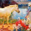 White Horse And Flowers Alfred Munnings Paint By Numbers
