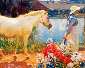 White Horse And Flowers Alfred Munnings Paint By Numbers
