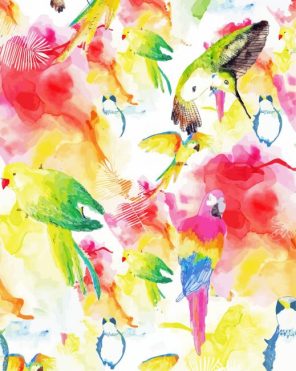 Abstract Tropical Birds Paint By Numbers