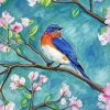 Blue Bird And Blossom Paint By Numbers