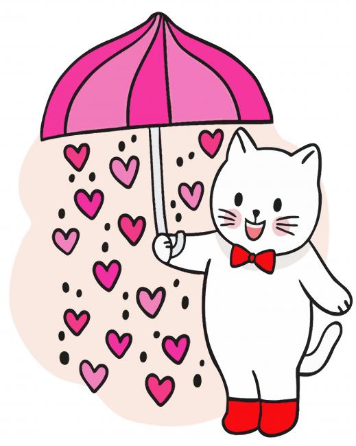 Cartoon Cat Under Umbrella Paint By Numbers