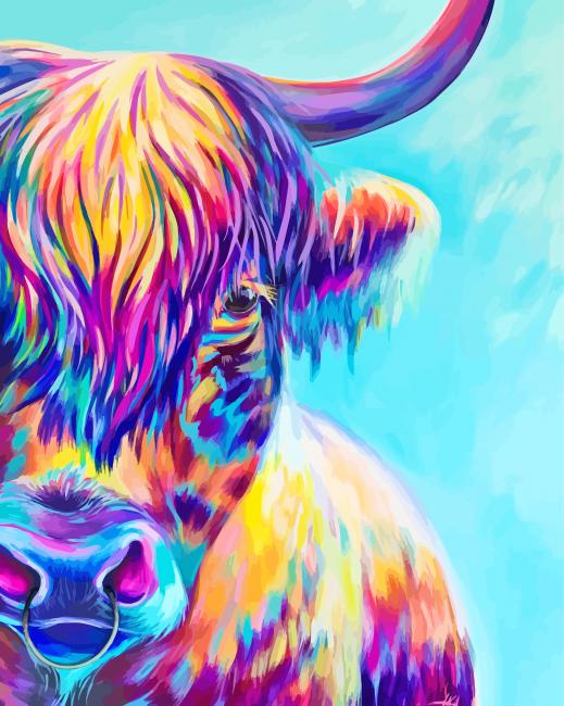 Colorful Highland Cow Paint By Number