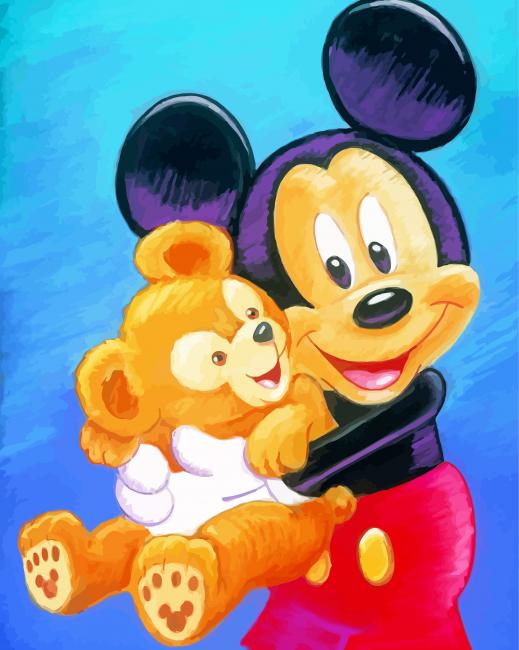 Disney Mickey Mouse And Teddy Bear Paint By Numbers