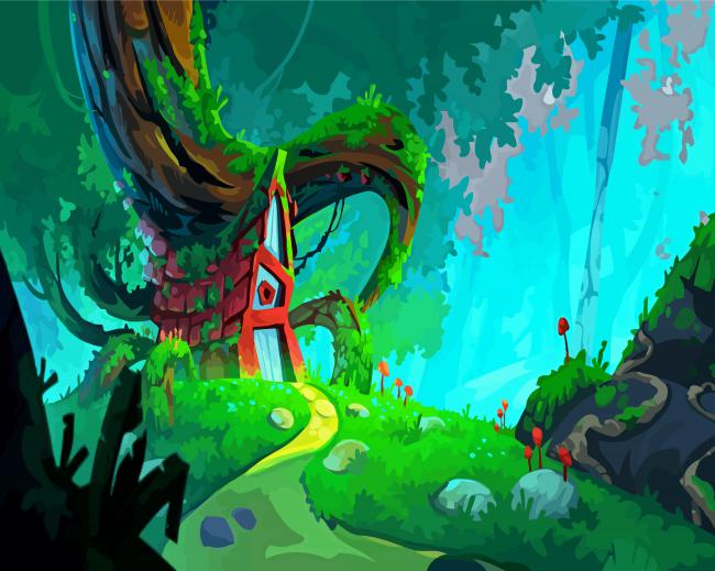 Forest Fantasy House Cartoon Paint By Numbers