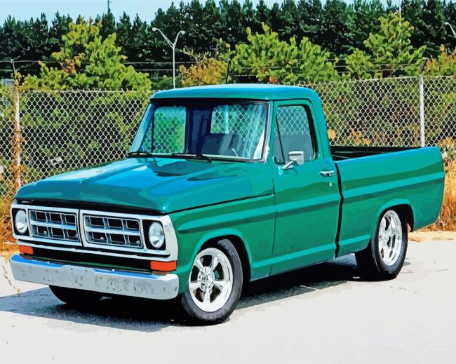 Green 1971 Ford Pickup Paint By Numbers