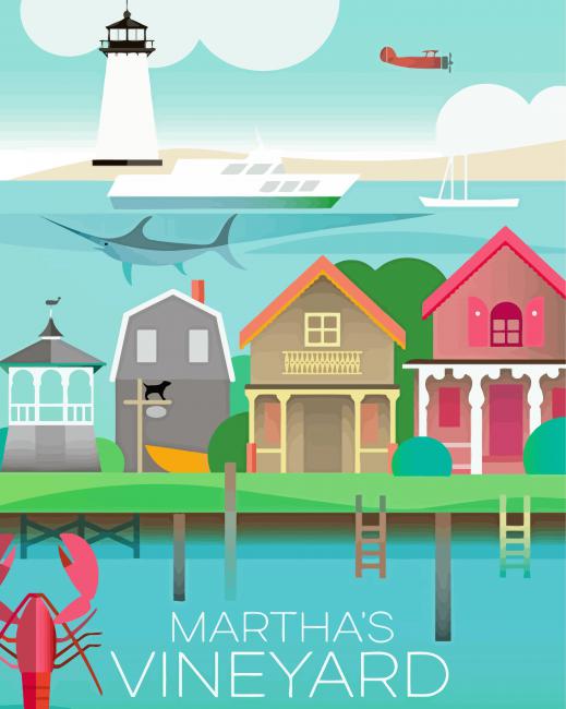 Illustration Marthas Vineyard Poster Paint By Numbers