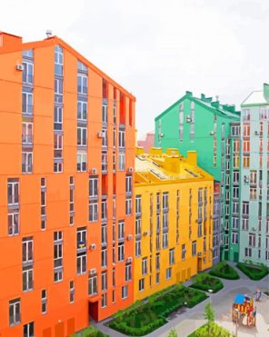 Kyiv Colorful Buildings Paint By Numbers
