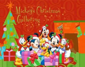 Mickey Mouse Christmas Gathering Paint By Numbers