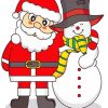 Santa With Snowman Illustration Paint By Numbers
