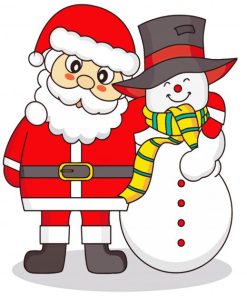 Santa With Snowman Illustration Paint By Numbers