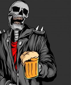 Skull Drinking Beer Paint By Numbers