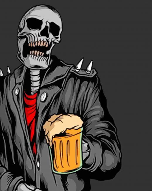 Skull Drinking Beer Paint By Numbers
