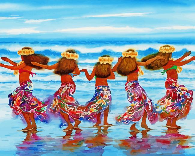 Tahitian Dancers By Sea Paint By Numbers