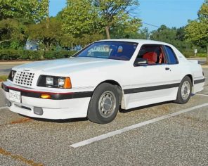 White 1986 Ford Tbird Paint By Numbers