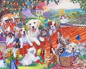Adorable Dogs And Kittens Paint By Numbers