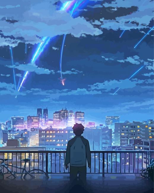 Anime Night City Lights Paint By Numbers 