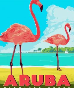 Aruba Flamingos Beach Paint By Numbers