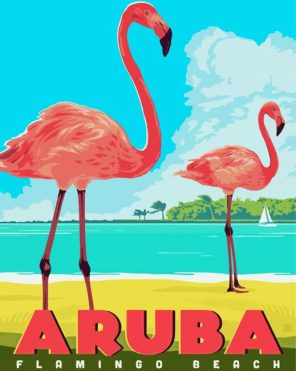 Aruba Flamingos Beach Paint By Numbers
