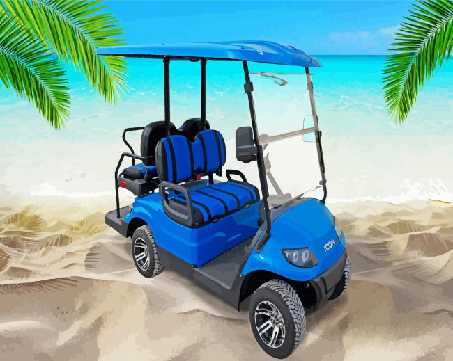 Blue Golf Cart Paint By Numbers