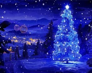 Christmas Landscape At Night Paint By Numbers