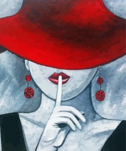 Cool Woman With Red Hat Paint By Numbers