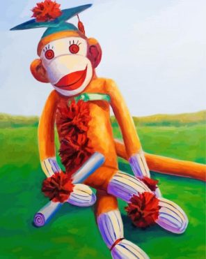 Graduate Sock Monkey Paint By Numbers