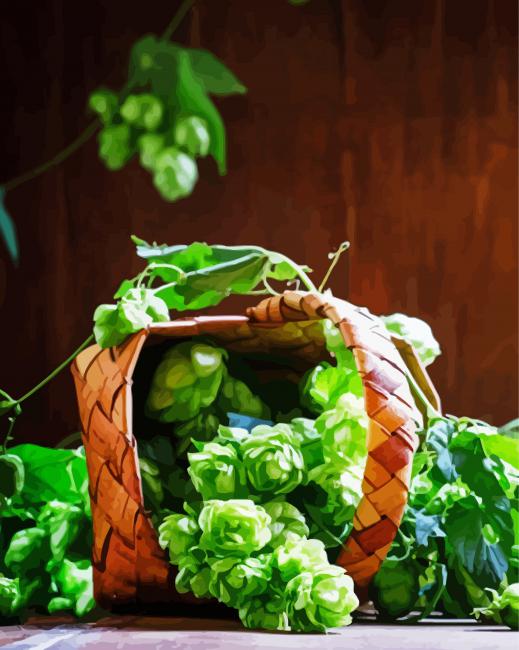 Hop Plant In Wicket Basket Paint By Numbers