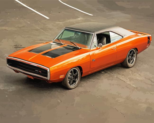 Orange 1970 Dodge Charger Paint By Numbers