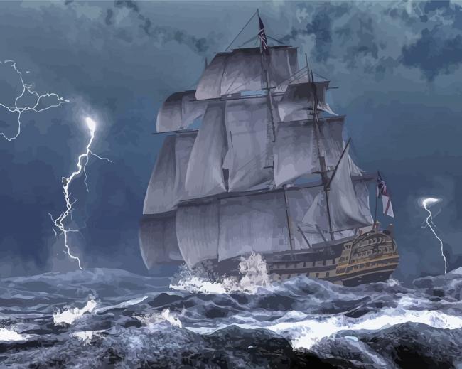 Ship In A Storm Paint By Numbers