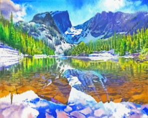 Watercolor Mountains Nature Paint By Numbers