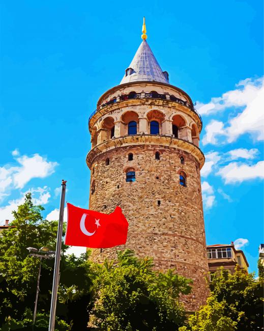 Turkey Galata Tower Monument Paint By Numberse
