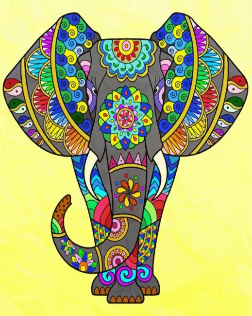 Elephant Mandala paint by numbers