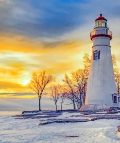 Marblehead Lighthouse Snow Paint By Numbers